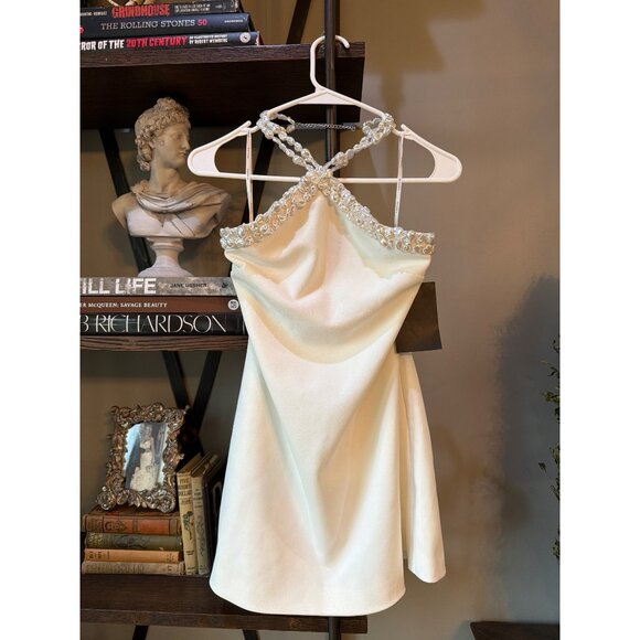 retrofete Kristi Pearl Embellished Mini Dress White Womens Size Small - Picture 6 of 13